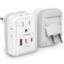 Adaptador de tomada de viagem VINTAR PD 20W Tipo C EU Charger 4AC 3USB Adaptador de tomada de viagem VINTAR PD 20W Tipo C EU Charger 4AC 3USB
