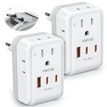 Adaptador de tomada de viagem VINTAR PD 35W com 4 tomadas AC e 3 portas USB Adaptador de tomada de viagem VINTAR PD 35W com 4 tomadas AC e 3 portas USB