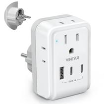 Adaptador de tomada de viagem VINTAR Tipo E F Alemanha França com USB Adaptador de tomada de viagem VINTAR Tipo E F Alemanha França com USB