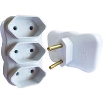 Adaptador de Tomada Multiplicador Bipolar Branco Pacote com 10 Unidades