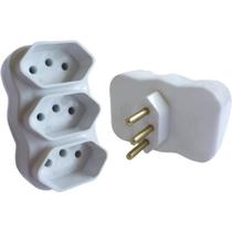 Adaptador de Tomada Multiplicador Tripolar Branco 10A Pacote com 10 Unidades Adaptador de Tomada Multiplicador Tripolar Branco 10A Pacote com 10 Unidades