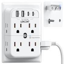 Adaptador de tomada Power Strip LENCENT de 2 a 3 pinos com proteção contra sobretensão