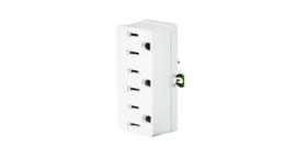 Adaptador de tomada tripla de aterramento Leviton 698-W-15 125V branco Adaptador de tomada tripla de aterramento Leviton 698-W-15 125V branco