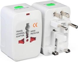 Adaptador de Tomada Universal Para Viagem Padrão Internacional Europa UK Asia EUA JP AU EU Com Trava De Segurança - LF Presentes Ltda