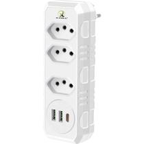Adaptador de Tomada XC-FL-09 3 Saídas 2P+T 10A 2500W USB-C Bivolt 2 Flex Adaptador de Tomada XC-FL-09 3 Saídas 2P+T 10A 2500W USB-C Bivolt 2 Flex