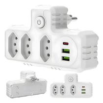 Adaptador De Tomadas Benjamim Com Usb E Tipo-C Adaptador De Tomadas Benjamim Com Usb E Tipo-C