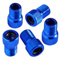 Adaptador de válvula Bike Bits Presta to Schrader, pacote com 5 unidades, azul