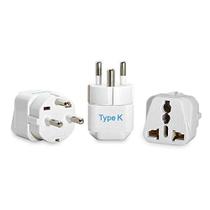Adaptador de viagem Ceptics Denmark Tipo K, pacote com 3
