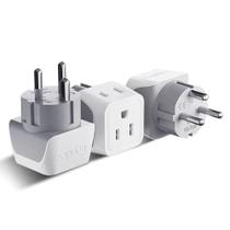 Adaptador de viagem Ceptics Denmark Type K Dual USA Input (pacote com 3)