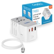 Adaptador de viagem Ceptics GAN 70W com cabo USB-C de 65 cm 2x USB-A Adaptador de viagem Ceptics GAN 70W com cabo USB-C de 65 cm 2x USB-A
