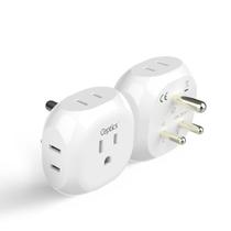Adaptador de viagem Ceptics India, Paquistão para o tipo D com 4 entradas