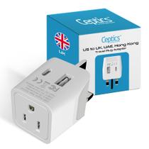 Adaptador de viagem Ceptics Londres, Hong Kong, Irlanda Tipo G Adaptador de viagem Ceptics Londres, Hong Kong, Irlanda Tipo G