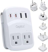 Adaptador de viagem Ceptics WPS-5B 2 USB-A, USB-C US Outlets 20W Adaptador de viagem Ceptics WPS-5B 2 USB-A, USB-C US Outlets 20W
