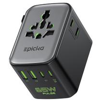 Adaptador de Viagem EPICKA Pulse Duo 65W PD QC 3.0 Preto