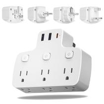 Adaptador de viagem Hozzx European com USB C branco 9 em 1 Adaptador de viagem Hozzx European com USB C branco 9 em 1