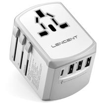 Adaptador de viagem LENCENT Universal Charger com 3 portas USB branco