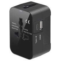 Adaptador de viagem MINGTONG Worldwide Universal com portas USB-C/A Adaptador de viagem MINGTONG Worldwide Universal com portas USB-C/A