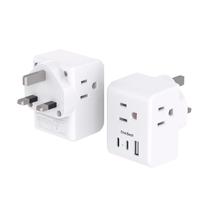 Adaptador de viagem One Beat Type G com 3 tomadas e 3 portas USB