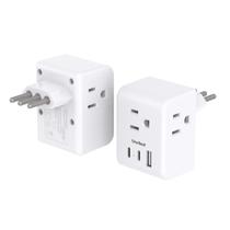 Adaptador de viagem One Beat Type L Italy com 3 tomadas, 3 USB