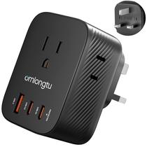 Adaptador de viagem para alimentação tipo G com PD 20W, 2 USB C e 1 USB A Adaptador de viagem para alimentação tipo G com PD 20W, 2 USB C e 1 USB A