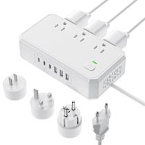 Adaptador de viagem Puveini US para a Europa 220V a 110V com 4,5A