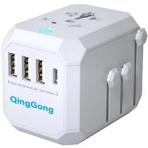 Adaptador de viagem QingGong Universal Tipo C QC 3.0 com porta USB