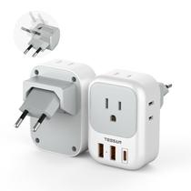 Adaptador de viagem TESSAN Europe com 4 tomadas e 3 portas USB Adaptador de viagem TESSAN Europe com 4 tomadas e 3 portas USB