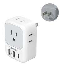 Adaptador de viagem TESSAN tipo A com 4 tomadas e 3 portas USB Adaptador de viagem TESSAN tipo A com 4 tomadas e 3 portas USB
