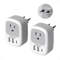 Adaptador de viagem TESSAN US para a Europa com 3 portas USB Adaptador de viagem TESSAN US para a Europa com 3 portas USB