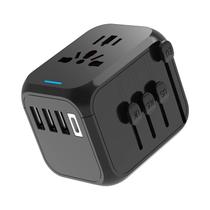 Adaptador De Viagem Universal Com 3 USB E 1 Tipo-C Para Carregamento Rápido, Plugue Internacional