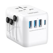 Adaptador de Viagem Universal LENCENT - 3 Portas USB e Tipo C