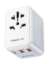 Adaptador de viagem universal MOMAX 20W GaN Fast Charger 2 USB