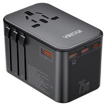 Adaptador de viagem universal VINTAR 75W GaN com 3 USB C PD 2 USB A QC Adaptador de viagem universal VINTAR 75W GaN com 3 USB C PD 2 USB A QC