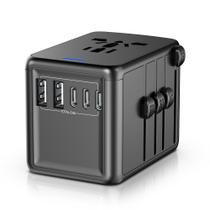 Adaptador de viagem URJD 5.8A 3X USB-C 2X USB-A 6 dispositivos em mais de 200 países