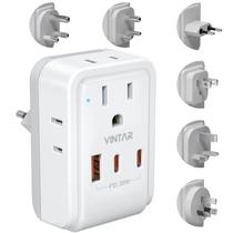 Adaptador de viagem VINTAR PD 35W com 3 USB (2 USB C) 4 tomadas AC Adaptador de viagem VINTAR PD 35W com 3 USB (2 USB C) 4 tomadas AC