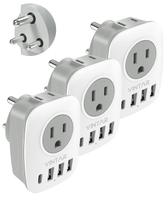 Adaptador de viagem VINTAR tipo D dos EUA para a Índia com portas USB C 3 USB Adaptador de viagem VINTAR tipo D dos EUA para a Índia com portas USB C 3 USB