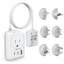 Adaptador de viagem VINTAR Universal com 2 tomadas AC e 3 USB Adaptador de viagem VINTAR Universal com 2 tomadas AC e 3 USB