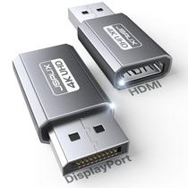 Adaptador DisplayPort para HDMI JSAUX 4K, pacote com 2 unidades para PC, Dell, Lenovo