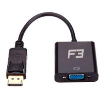 Adaptador Displayport para VGA, F3, Preto - JC-CB-DVGA Adaptador Displayport para VGA, F3, Preto - JC-CB-DVGA