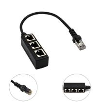 Adaptador Divisor de Rede RJ45 - 1 Macho para 3 Fêmeas - Extensão de LAN Ethernet