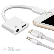 Adaptador Duplo Para iPhone 7 8 10 X Plus Carregador + Fone Adaptador Duplo Para iPhone 7 8 10 X Plus Carregador + Fone