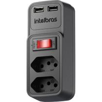 Adaptador Elétrico 2 Tomadas + 2 USB Preto EAC 202 - Intelbras