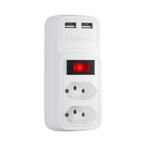 Adaptador Elétrico Branco 2 Tomadas 2 USB EAC 202 - Intelbras Adaptador Elétrico Branco 2 Tomadas 2 USB EAC 202 - Intelbras