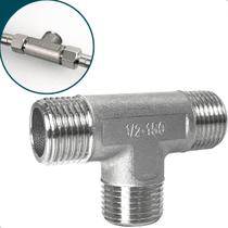 Adaptador Em Metal Conector T Para Torneira Monocomando ½ Polegada Conexão Junção União Tê Hidraulico Rosca Macho BSP Derivador