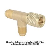 Adaptador Em T De Acesso Rápido De Latão SAE De 1/4 Pol. Com Válvula Para Sistemas HVAC R22 R12 R134