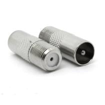 Adaptador Emenda Tipo F Fêmea para Pino Europeu Metálico kit com 20 Adaptador Emenda Tipo F Fêmea para Pino Europeu Metálico kit com 20
