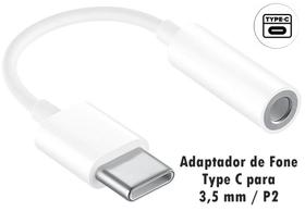 Adaptador Fone de Ouvido Type C para P2 3,5 mm