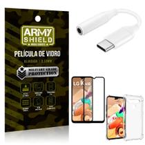 Adaptador Fone Tipo C para P2 LG K41s + Capinha + Película 3D - Armyshield