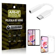 Adaptador Fone Tipo C para P2 LG K51s + Capinha + Película 3D - Armyshield