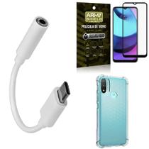 Adaptador Fone Tipo C para P2 Moto E20 + Capinha + Película 3D - Armyshield